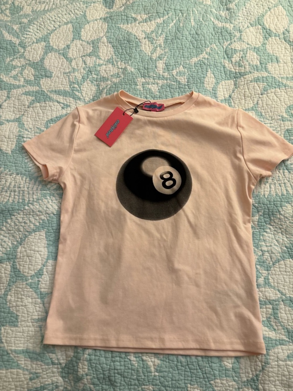 Edikted 8-Ball Graphic T-Shirt - Pink - Women’s Large